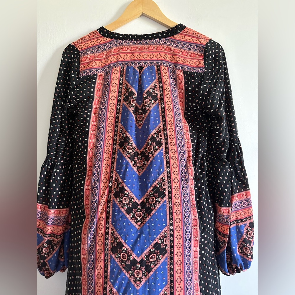 Free People Boho Aztec Print Multicolor Hi-Low V-Neck Tunic Size XS EUC - Picture 7 of 10